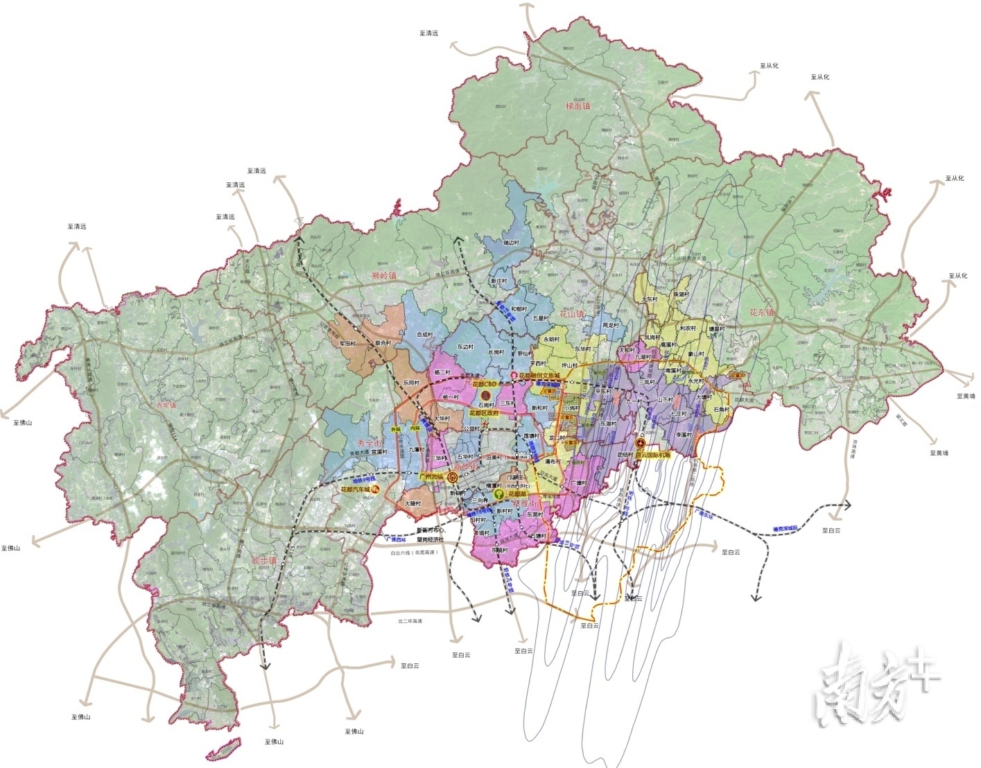 花都主要道路沿线综合环境景观水平得到全面提升。