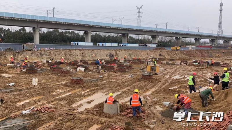 和景家园二期启动建设，工人们正有条不紊地开展土方开挖、桩基施工等。长沙晚报通讯员 康丽 摄