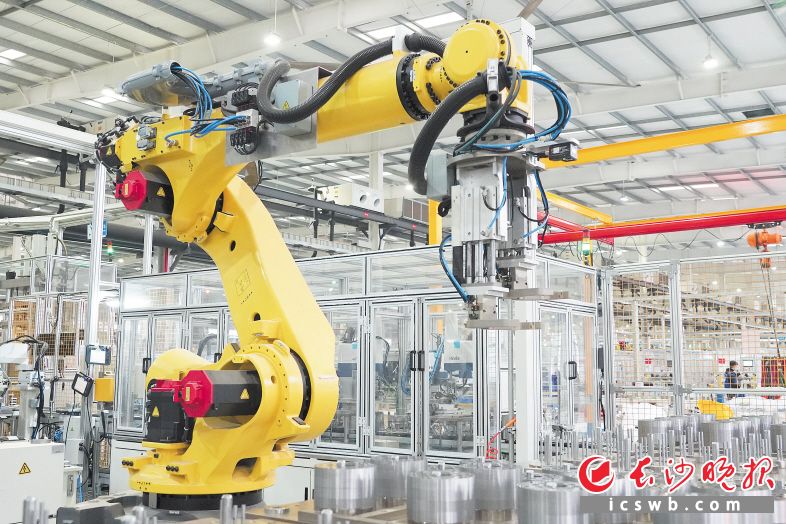 　　比亚迪DM-i超级混合动力工厂项目一期内，生产线马力全开。 长沙晚报通讯员 唐杰 摄