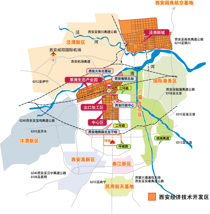 西咸新区,曲江新区,西安国家民用航天产业基地,西安阎良国家航空高