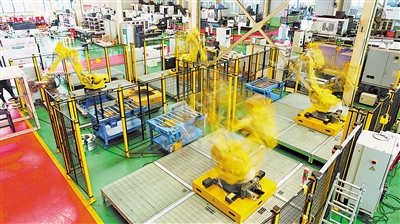 宁夏巨能机器人股份有限公司关节机器人自动化生产线。